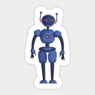 Cute girl robot dark blue Sticker